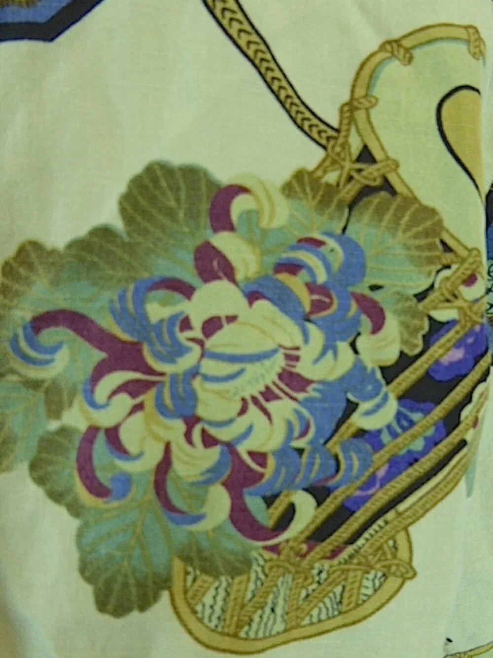 CITRON Santa Monica celadon green purple asian floral silk top jacket M - Picture 5 of 6